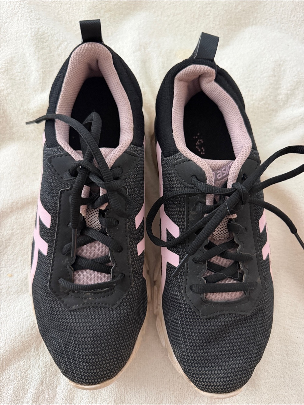 ASICS Women's Black and Light Pink Athletic Running Shoes